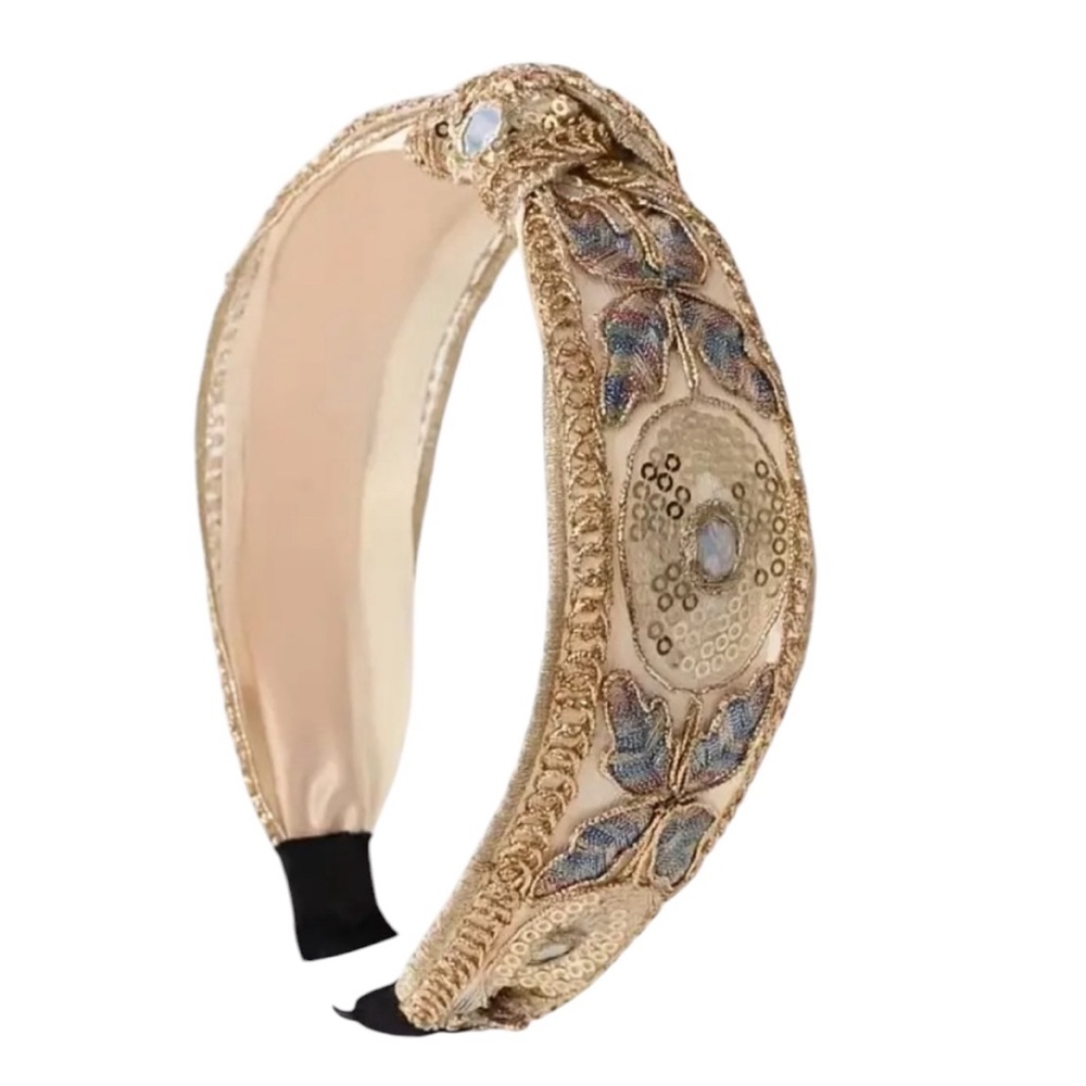Knotted Wide-Brimmed Sequin Butterfly Headband